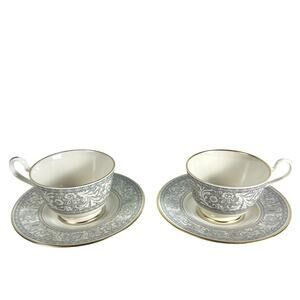 Franciscan Grey Renaissance Cup/Saucer Masterpiece & Gladding McBean-Set of 2